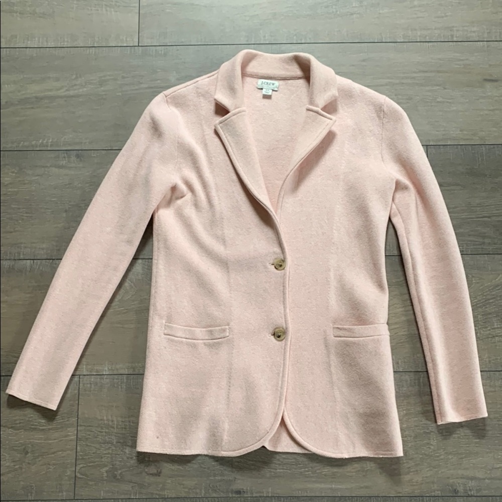 J. Crew Pink Knit Blazer with Lapel Collar